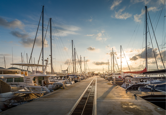 Marina docks and boats